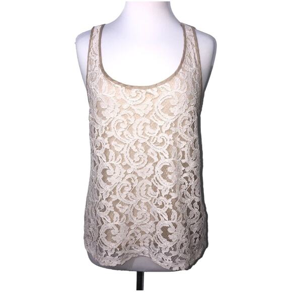 Banana Republic Floral Lace Racerback Tank 12 EUC - Picture 2 of 7